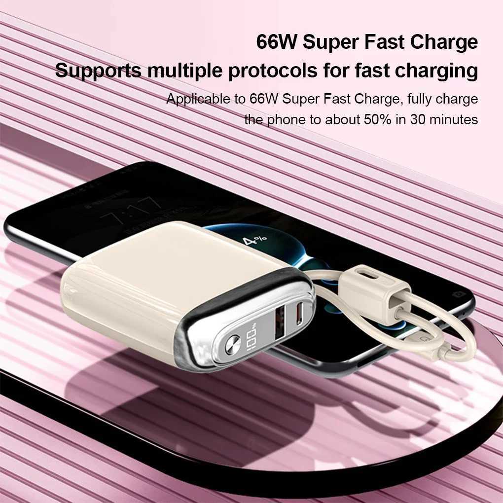 CCC 20000mAh Mini Power Bank 66W Super Fast Charging Builtin USBC Cable PD30QC30 Certified Portable Charger TravelFriendly J251114