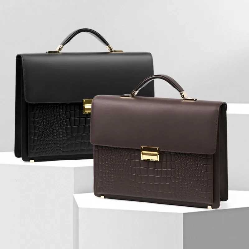 Genuine Messenger Leather Man Bags Business Commuter Briefcase Antitheft Password Lock Versatile Laptop Cowhide Mens Handbag W251022