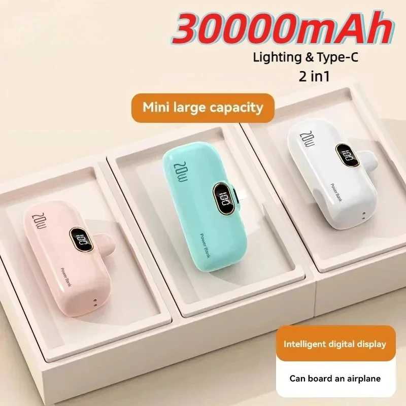 Mini Capsule Wireless Power Bank 30000mAh Mobile Power Supply Emergency External Battery Fast Charger For Typec iPhone J251114