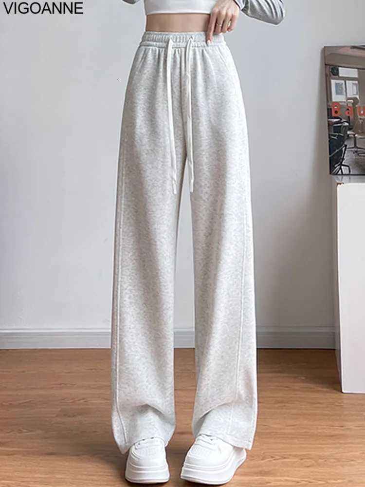 VigoAnne 2025 Autumn Casual Gray Wide Leg Pants Women Gray High Waist Sport Loose Pants Ladies Gym Running Long Baggy TrousersT251022