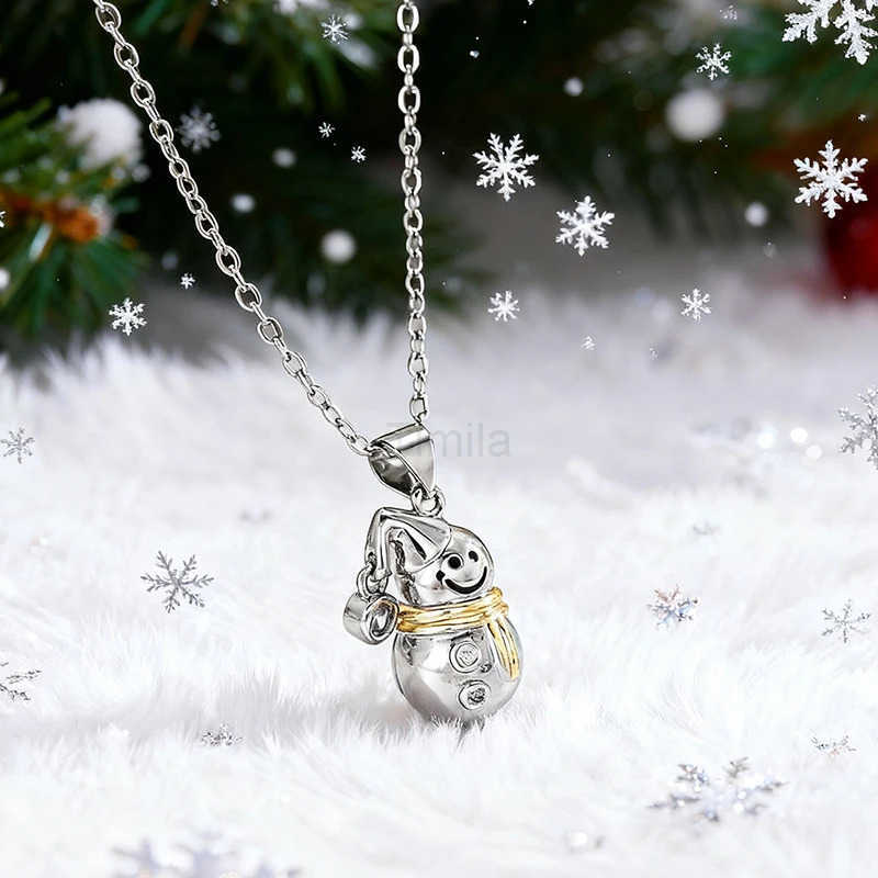 Huitan Cute Snowman Pendant Necklace for Women Silver Color Fancy Yellow Scarf Christmas Accessories Statement Jewelry Drop Ship U251022