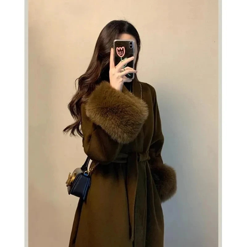 Autumn Womens Drouble Breasted Woolen Coat Solid Loose Style Cashmere Winter Clothes Long Coats Tops Fashion 251020