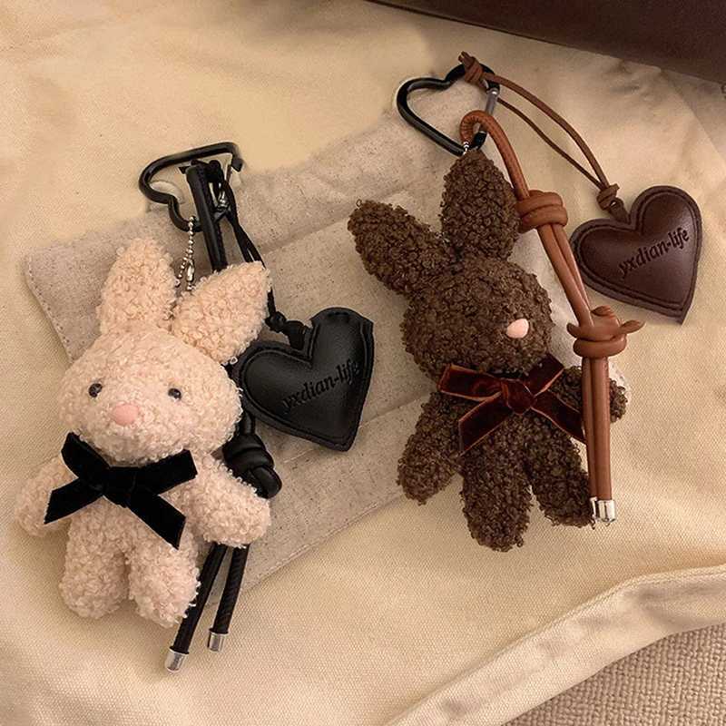 Kawaii Plush Rabbit Keychain Y2K Cute Sweet Bunny Stuffed Keyring Backpack Pendant Bag Hanging Decoration For Girls Gift J251121