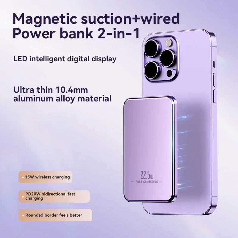 50000mAh Wireless Power Bank UltraThin Magnetic Portable Charger 225W PD Super Fast Charging for iPhone J251114