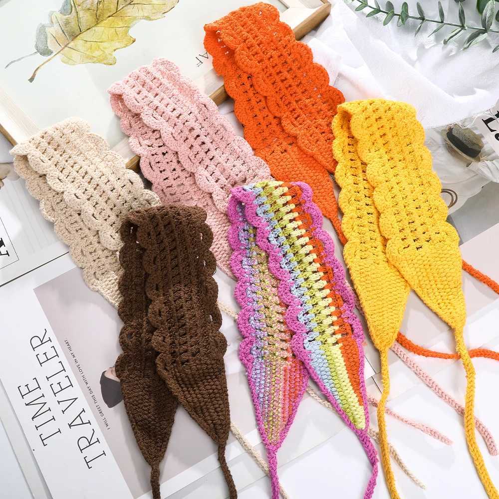 Haimeikang New Crochet Hair Band Women Scarf Solid Color Knitting Headbands Bandanas Wide Elastic Hairbands Fashion Accessories V251022