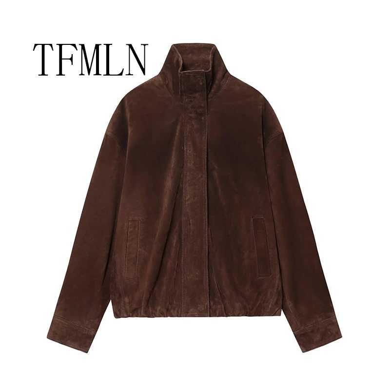 TFMLN New Fashion Womens Suede Jackets 2025 Female Pockets Elegant Warm Coat Chic Street Zipper Casual Coats Y251105