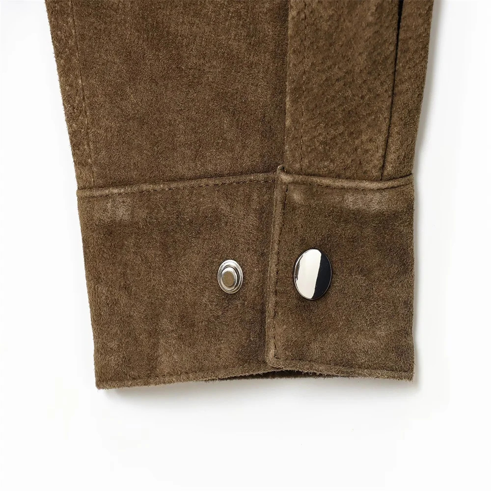 Autumn womens clothing retro sweet cool street fashion highend leather velvet pilot jacket 251021