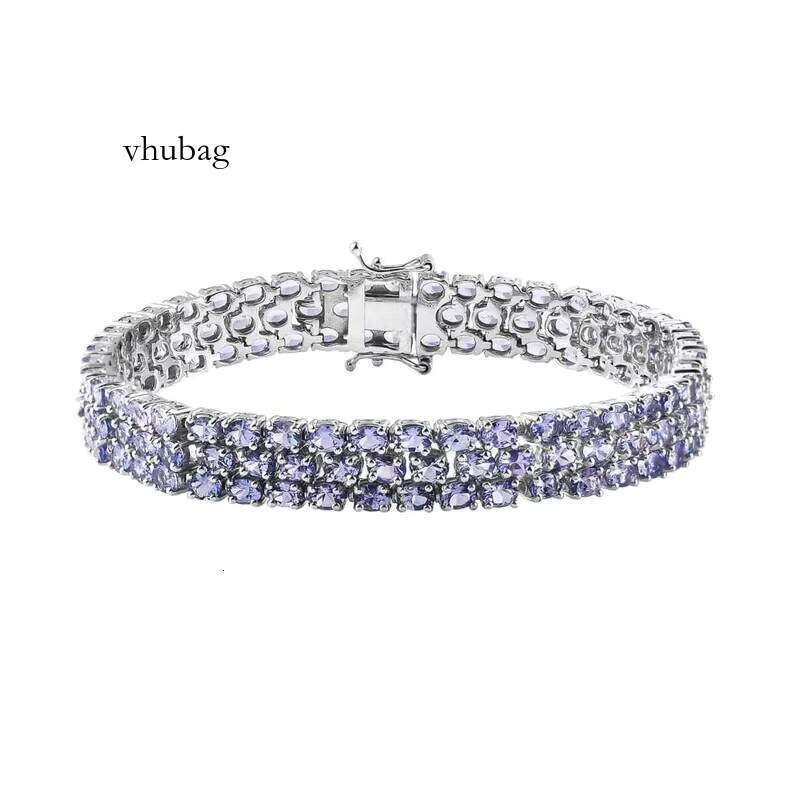 High-End Women's Three-Row Tanzanite Bracelet Sterling Sier Fashion Accessories Silicon Stone Bangle