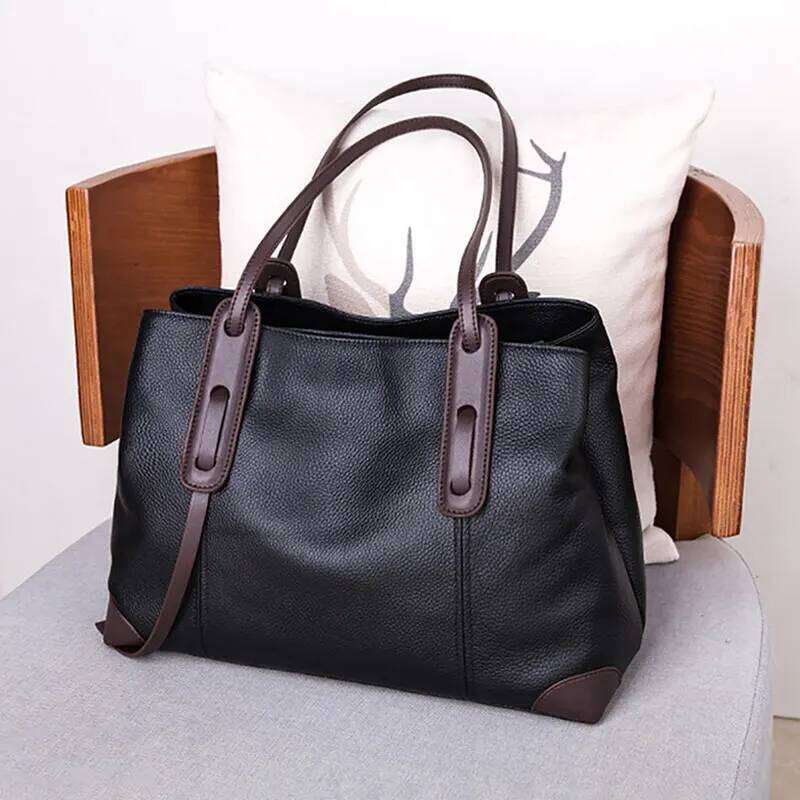 Genuine Leather Tote Designer Women's Shoulder Bag Large Capacity Women Bags High Quality Soft Cowhide Female Handbag