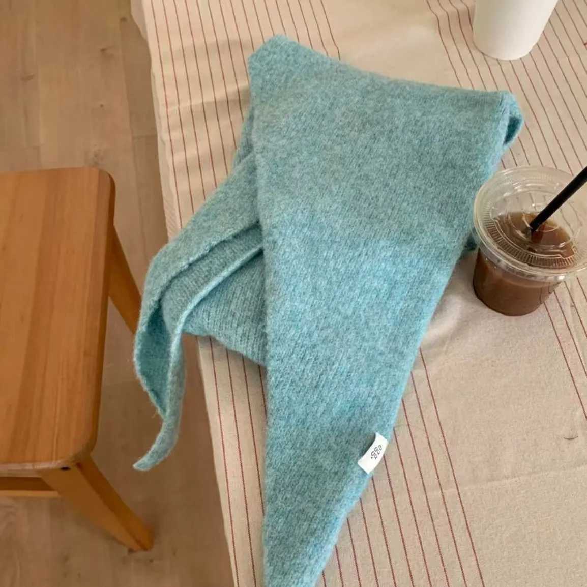 Korean Solid Color Winter Soft Waxy Knitted Triangular Scarf Large Version Shawl Autumn and Winter New Outer Vest Women Scarf J251118