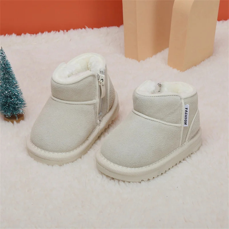 Winter Baby Snow Boots Leather Warm Plush Infant Shoes Zip Side Soft Sole Fashion Toddler Boys Girls 1525 251022