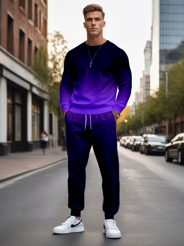 Men's Ankle-Length Knitted Cotton Blend Long Sleeve Sweatshirt Brown round Neck Casual T-Shirt Comfortable Outdoor Wear - YLWY00141