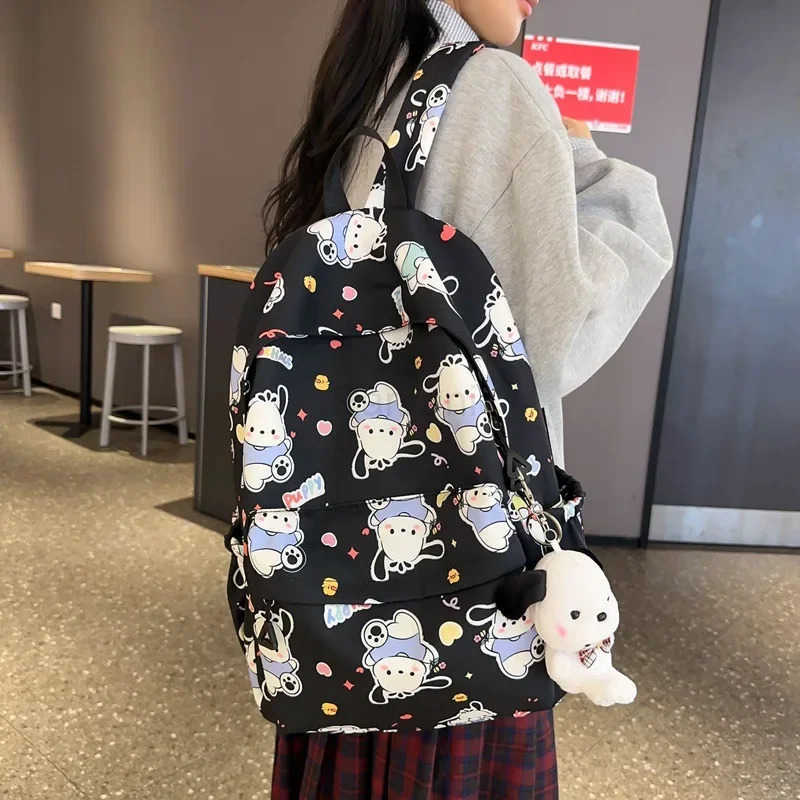 Sanrio Pochacco Printed Backpack Cartoon Zipper Shoulders Bag Large Capacity Student Schoolbag Waterproof Cute Y2k Girl Gifts L251022