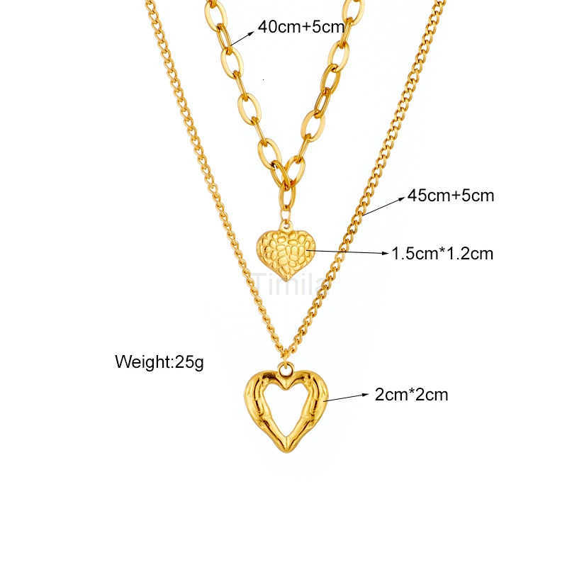 DIEYURO 316L Stainless Steel Small Uneven Folds 2 Love Necklace Highend Sense Party Accessories Nonfading Highquality Gifts U251022