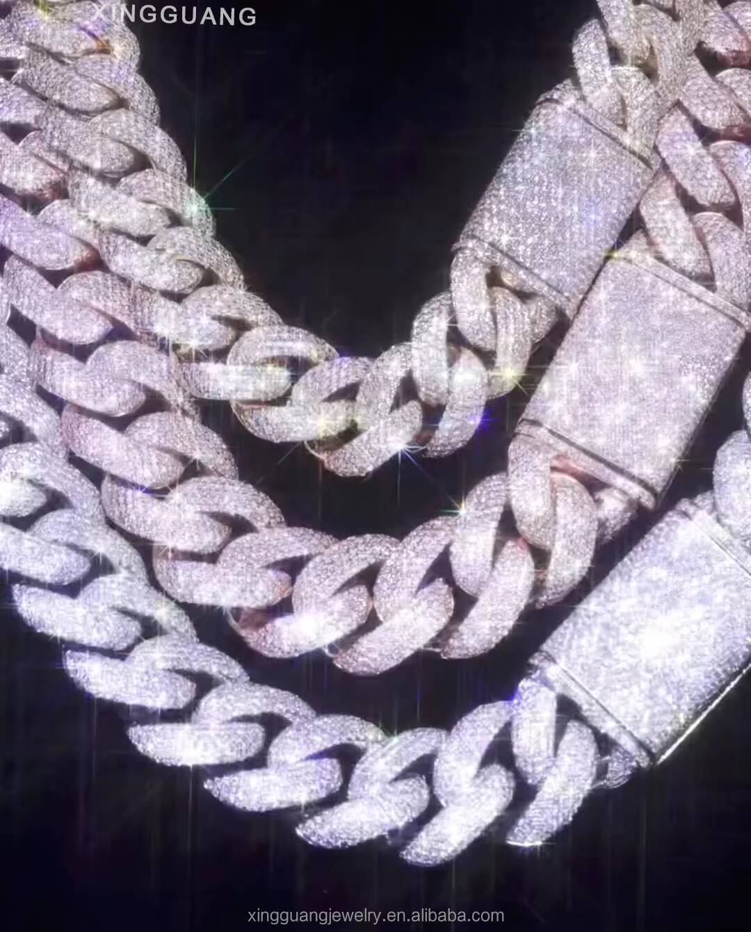 Heavy Weight 17mm 20mm 22mm Full Iced Out Cuban Lidynamic Gold Plated 925 Silver Pass Diamond Tester VVS Moissanite Chains Necklace