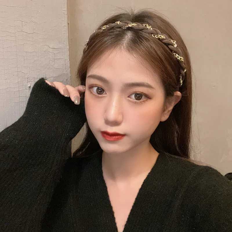 New Women Chain Hair Hoop Twined Exquisite Hairbands Lady Temperament Thin Edge Hair Decorate Headband Fashion Hair Accessories V251022