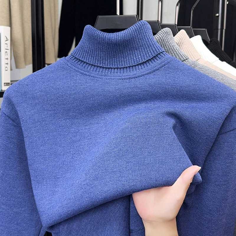 Mens Solid Color Wool Sweater with Winter High Neck and Thick Cashmere Sweater Mens Knitted Cashmere Base Sweater TopXJ251022