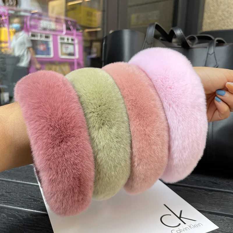 New Luxury Lady Winter Real Fur Headband For Women Hair Accessories Solid Head Wraps Warm Furry Fur Headband For Girls Gift V251022