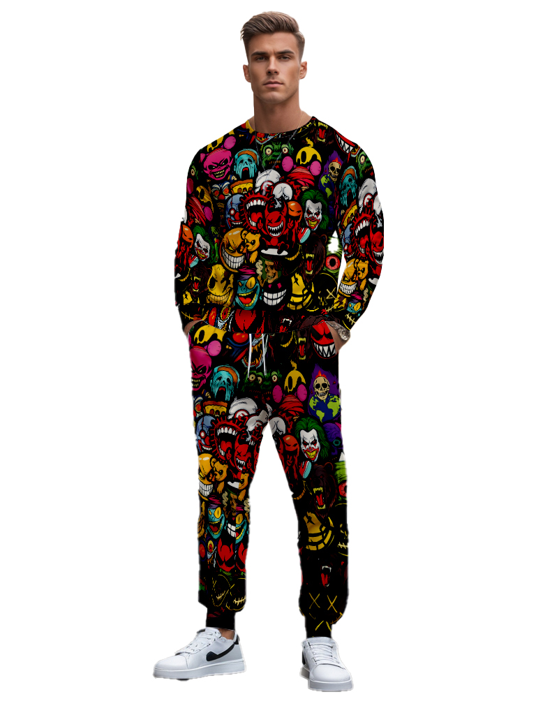 Men's Brown Knitted Cotton Blend Long Sleeve Round Neck Sweatshirt Ankle-Length Casual T-Shirt Comfortable Outdoor Wear - YLWY00171