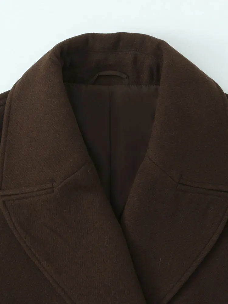 NLZGMSJ Vintage Casual Chic Women Overcoat Solid Pockets Doublebreasted Short Coat Fashion Winter Holiday Coats 251021