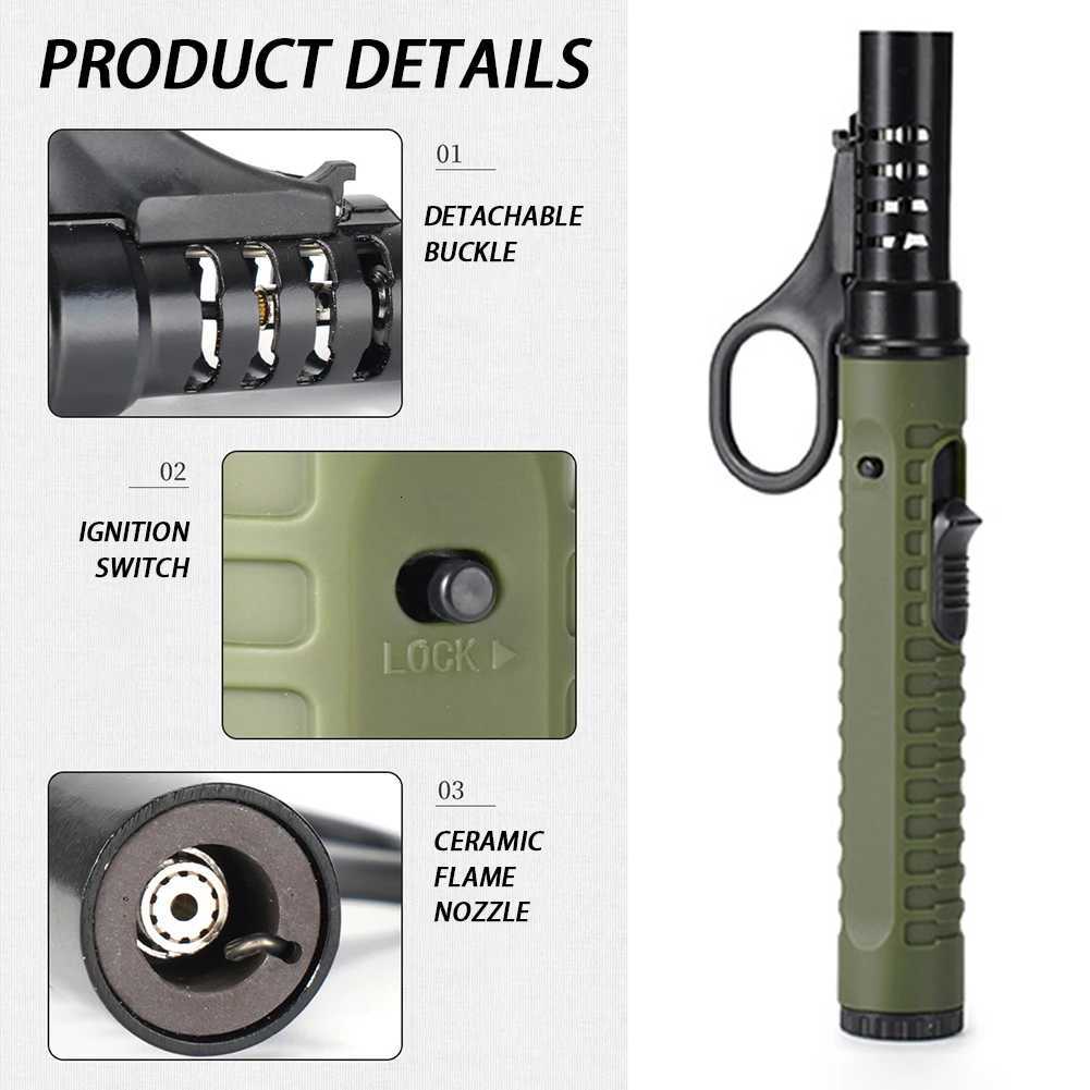 Portable Flamethrowers Lighter Windproof Torch Lighters Bright Fire Lighter with Keyrings for Candle BBQ Firework C251022