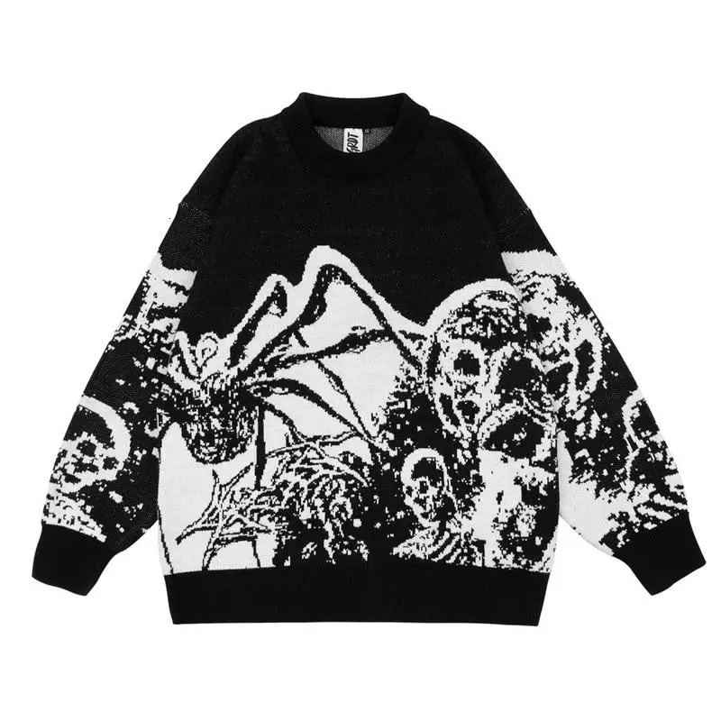 Y2k Oversized Sweater Men Goth Punk Harajuku Graffiti Vintage Knitted Sweater Wool Winter Unisex Cotton Pullover Streetwear 251020