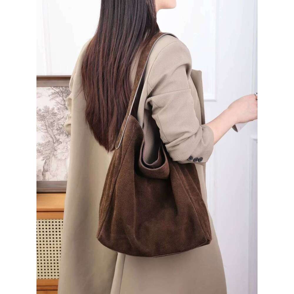 Soft Suede Cow Leather Women's Shoulder Crossbody Bags Designer Brand Ladies High Quality Large Tote Bag Autumn Winter