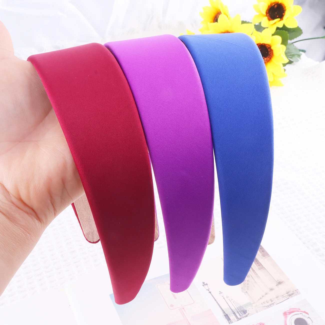 Satin Headbands 15in Plain Headband Nonslip Hair Headband Colorful DIY Wide Headbands for Women and Girls Hairbands V251022