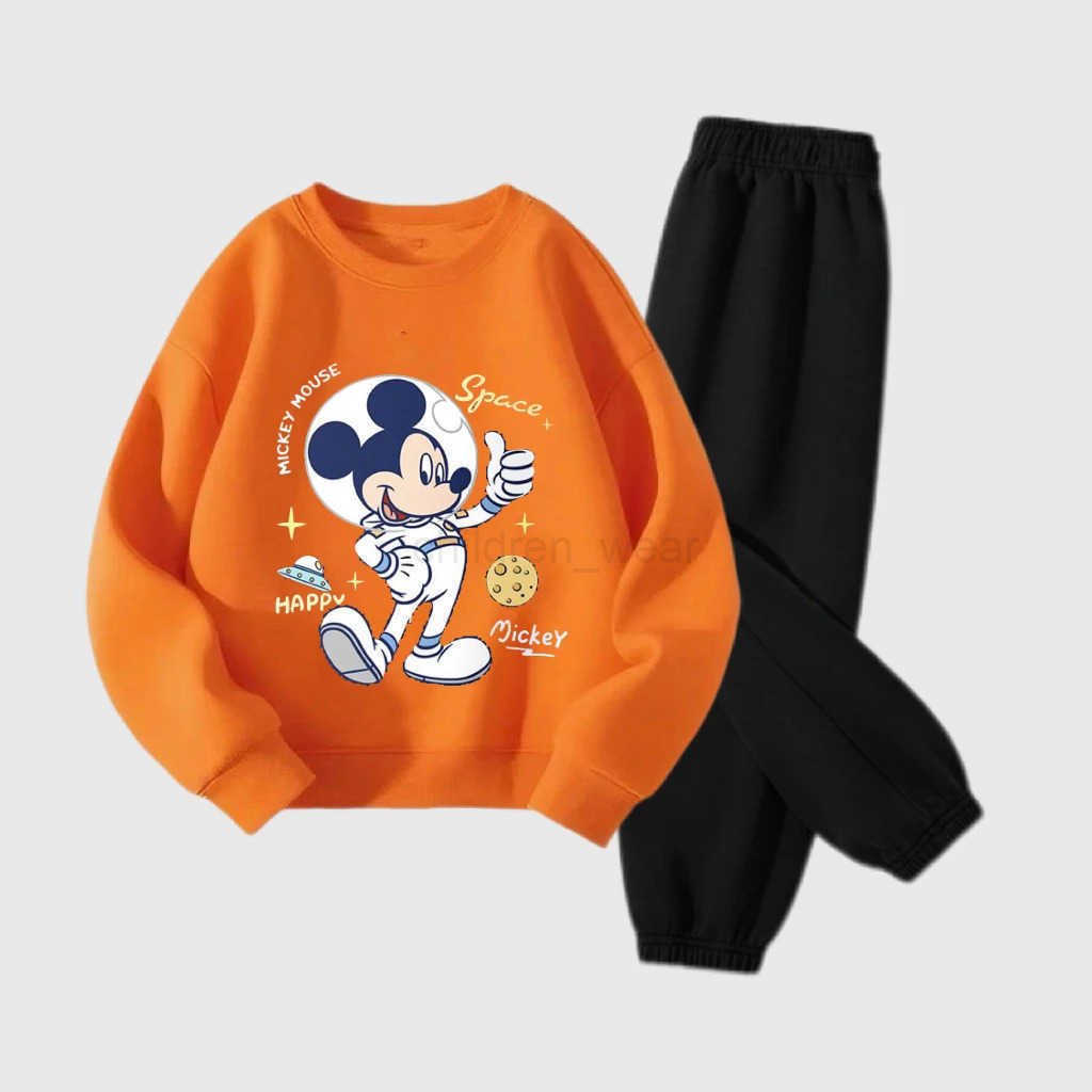 Disney Orange Sweatshirt Pants 2Piece Set Children Costume Cartoon Longsleeved Outfits Boys New Fashion Cute Tops Versatile Pants H251022