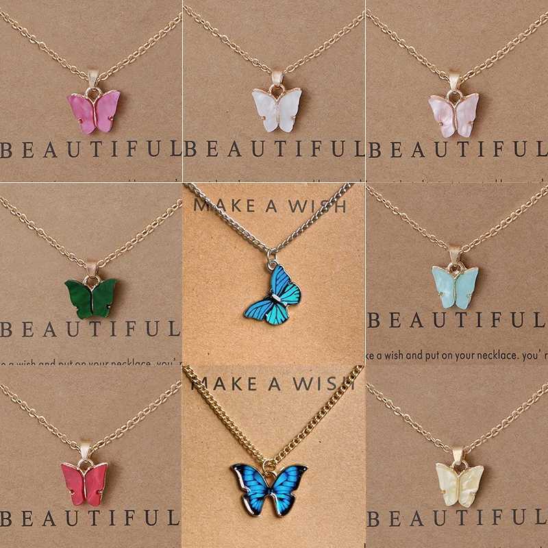 New Trendy Alloy Cute Elegant Luck Butterfly Beautiful Pendant Necklaces for Women Fashion Jewelry Dropship V251022