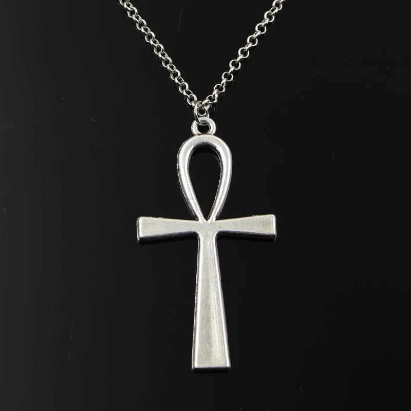 Simple Classic Fashion Cross Egyptian Ankh Life Symbol Antique Silver Color Pendant Short Long Chain Necklaces Jewelry For Women U251022