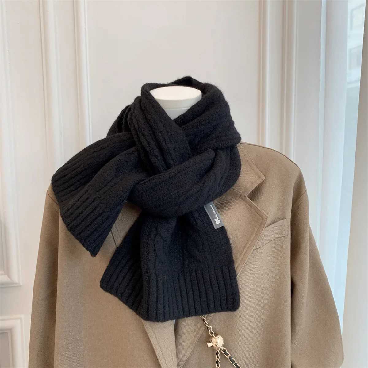 Knitted 100 Real Wool Scarf for Women Girls Winter Warm Thicken Wool Shawls and Wraps Twists Pattern Long Blanket Neckerchief J251022