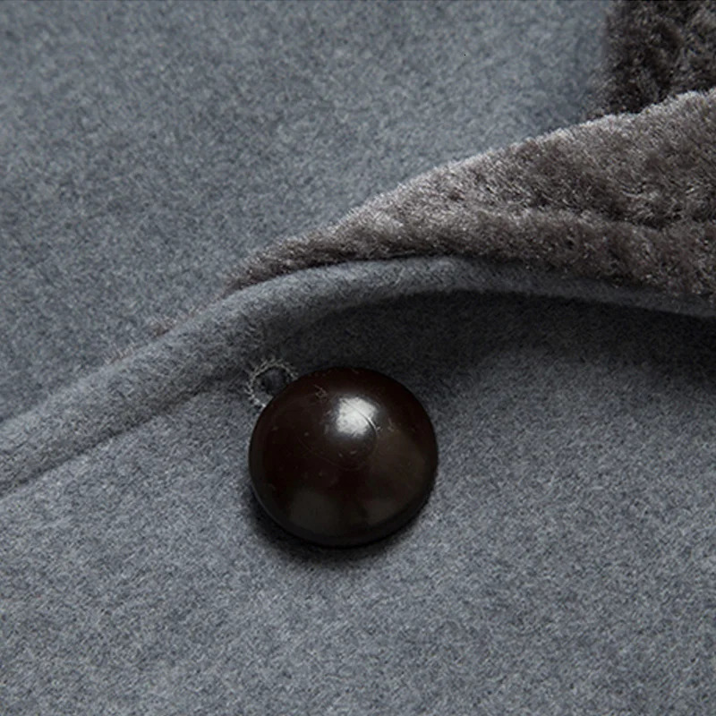 CARANFIER Arrival Winter Mens Long Woolen Coat Fur Collar Warm Wool Coats Male Solid Color Slim Casual Windbreaker Jacket 251017