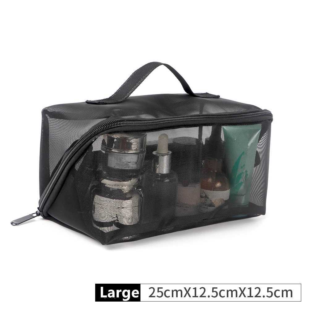 Breathable Mesh Cosmetic Bag Large Transparent Makeup Organizer for Travel Portable Toilet Wash Bag Multifunction Clear PouchW251021