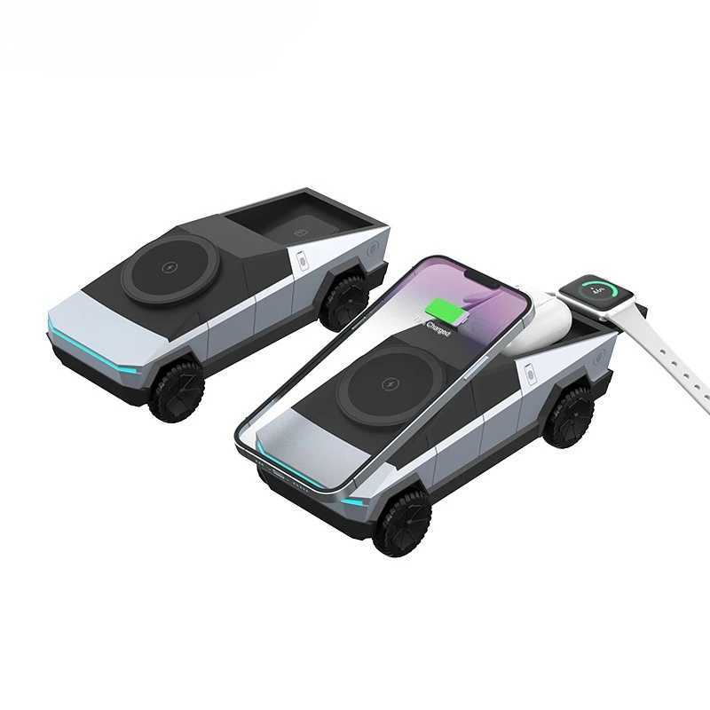 Multifunctional Magnetic Wireless Charger Car 3in1 Motorized Rotation Fast Phone Charger Gift Bedroom Cool Decoration J251114