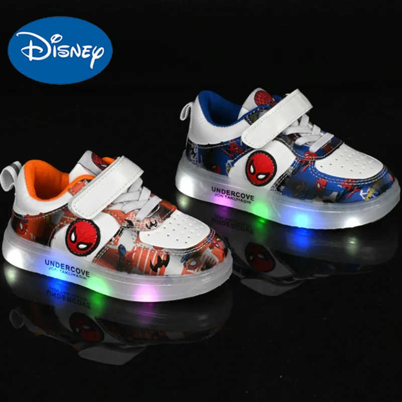 Disney Led Light Shoes for Kids Fashion Cartoon Spiderman Boys Sneakers Girls Casual Shoes Breathable Kids Sport Shoes H251022