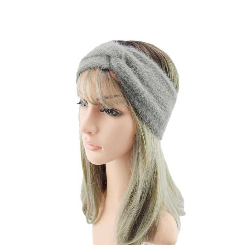Cashmere Cross Headbands Winter Imitation Mink Women Hairband Wide Warm Twist Stretch Headwrap Knot Fluffy Ear Warmer Turban V251022