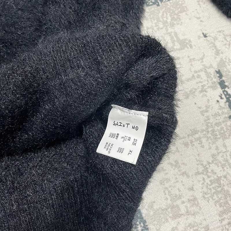 Classic Letter Jacquard Saint Sweater Men Women Couple Casual Black Knitted Sweatshirts High Quality Crewneck PulloversXJ251022