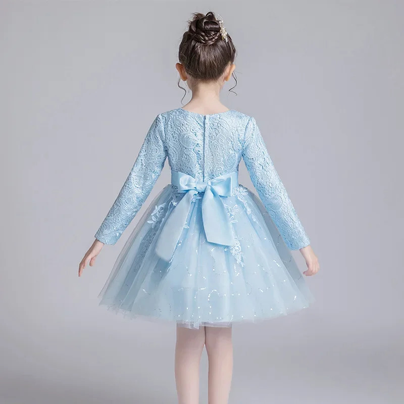 Fashion Flower Girl Dresses for Weddings Lace Long Sleeve Children Bridesmaid Dresses Spring Autumn Girls Party Dress 312 Years 251021