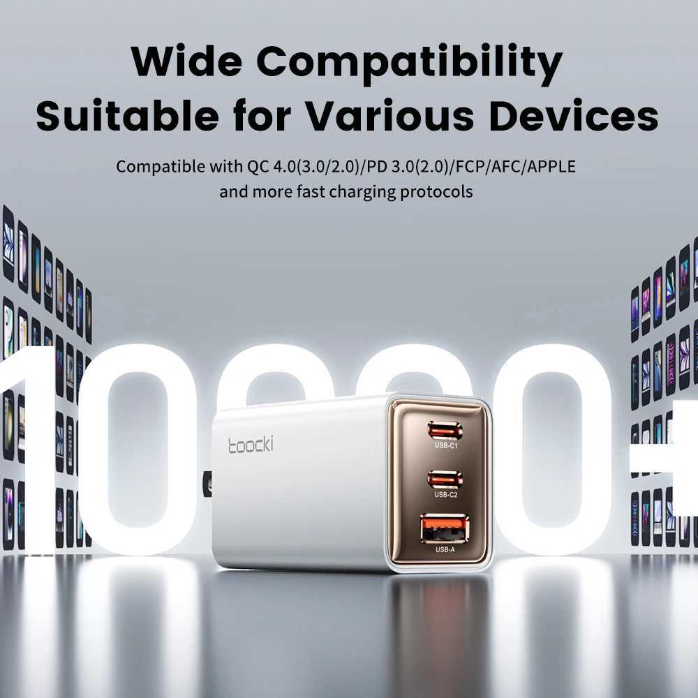 Toocki 67W GaN Charger USJP Plug PSE PD 65W Fast Charging for Macbook Tablet iPhone 16 15 14 13 12 Pro Max Smasung S24 S23 S22 J251114