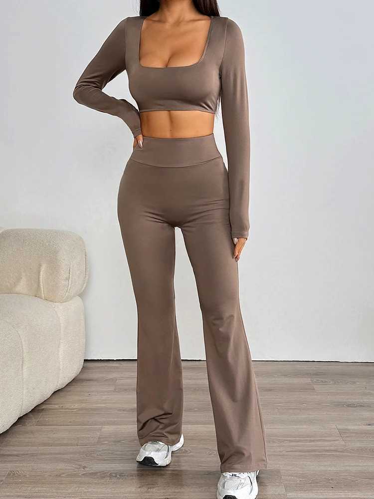 Women Tshirt Trousers 2 Piece Spring New Streetwear Fashion Casual Slim Sport Clothing Solid Sexy Low Chest Top Pants Lady SuitT251022