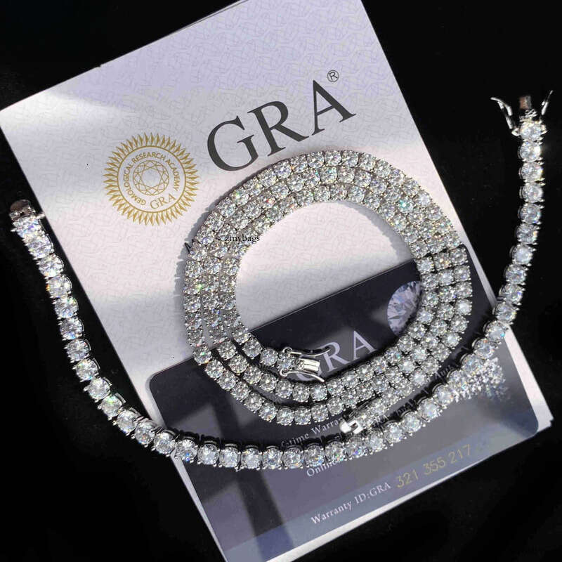 Factory Direct Offer 3mm 4mm Sier Necklace Pass Dia Tester Vvs Moissanite Tennis Chain