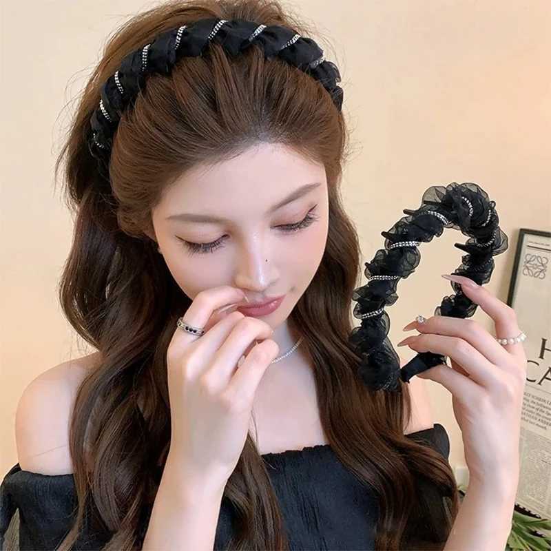 Elegant Temperament Mesh Rhinestone Headband for Woman Nonslip Sawtooth Hair Band Fashion Girl Face Washing Headband V251022