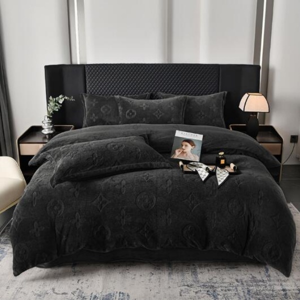 Three-piece set of pillowcases with a 2025 autumn design featuring letter patterns and floral embroidery, made of soft milk velvet