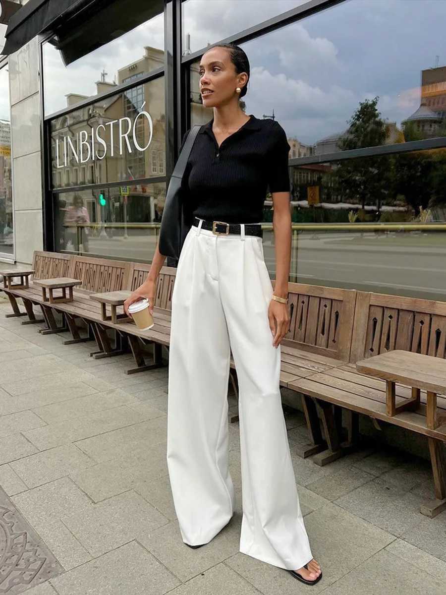 Blubelle White Loose Pants Womens 2025 AutumnWinter New High Waist Office Lady Wide Leg Pants Temperament Casual TrousersT251022