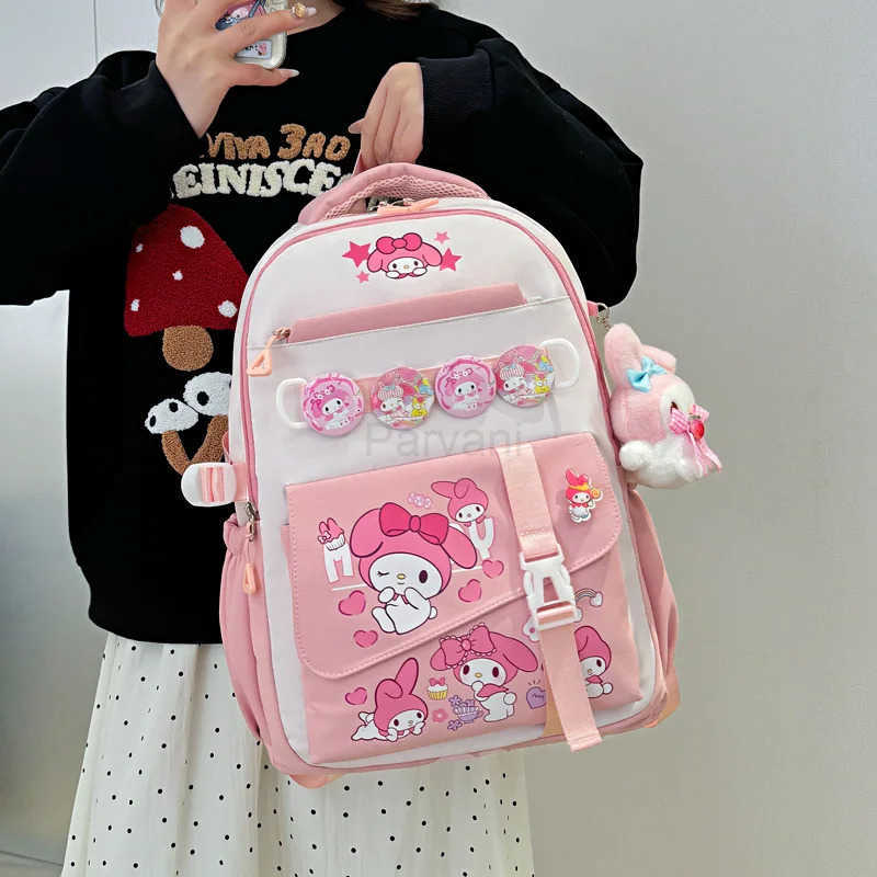 Sanrio Kuromi Melody Cute Cartoon Backpack Large Capacity School Bag for Girls Boy with Multi Pockets Students Cinnamoroll L251022