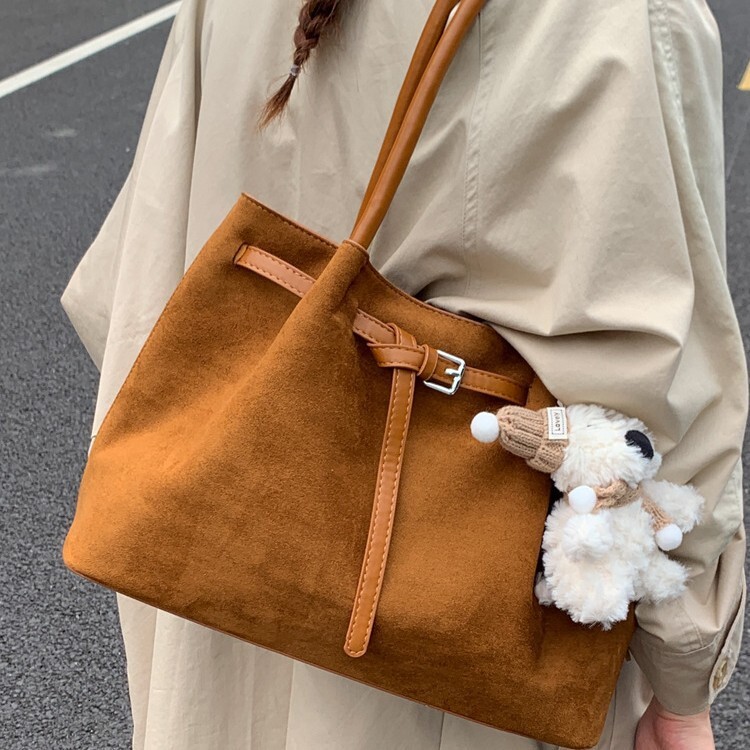 Luxury Brand Designer Bag Suede Bag For Women, Large Capacity 2025 New Autumn Winter Matte Shoulder Bag, High-End Commuter Tote Bag