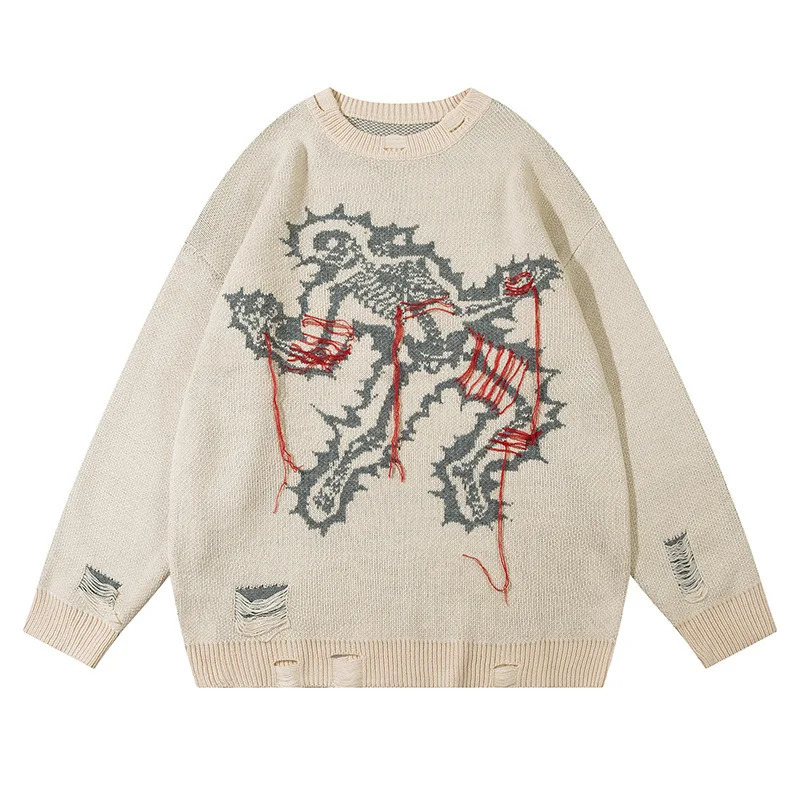 Autumn And Winter Harajuku Fashion Skull Pullover Men Y2K Gothic Hip Hop Casual Punk Joker Couple Sweater Tops 251020