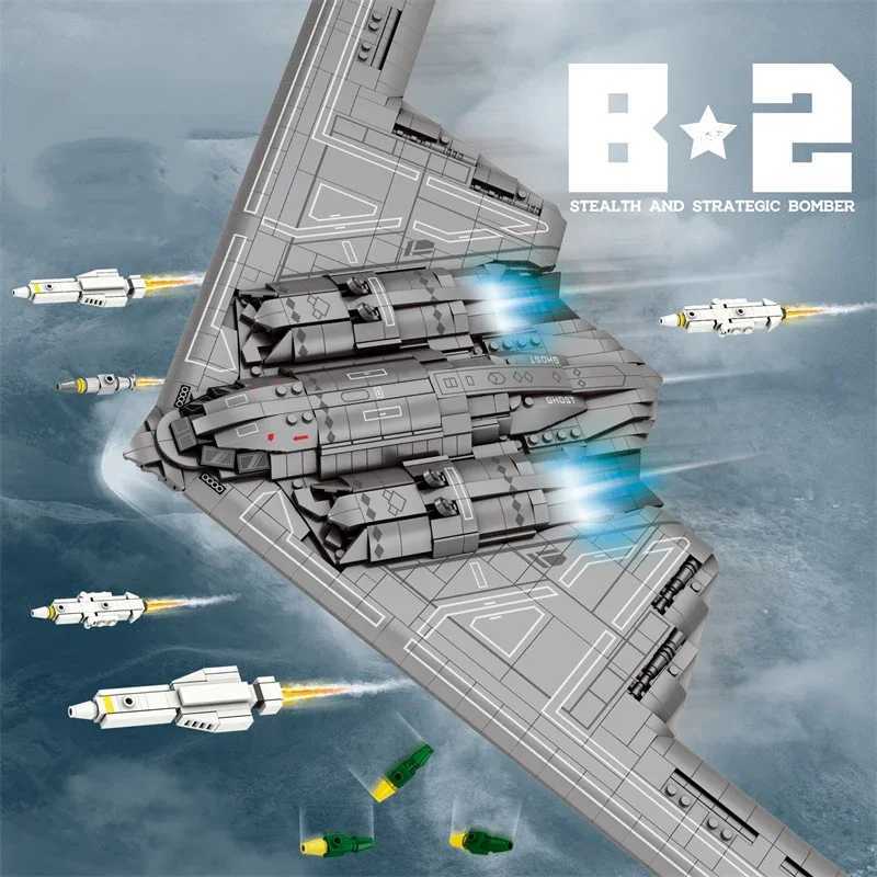2063PCS B2 Ghost Strategic Bomber Building Blocks Air Force Fighter Model Bricks Collection Desktop Display Kids DIY Toys Gifts J251022