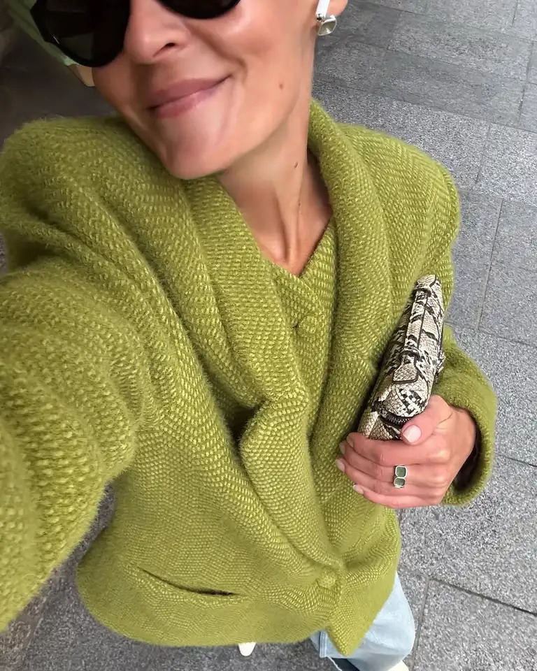 Casual Green Woolen Coat Women Fashionable Solid Color Chic Collar Single Button Jacket Autumn Daily Highstreet Outerwear 251021